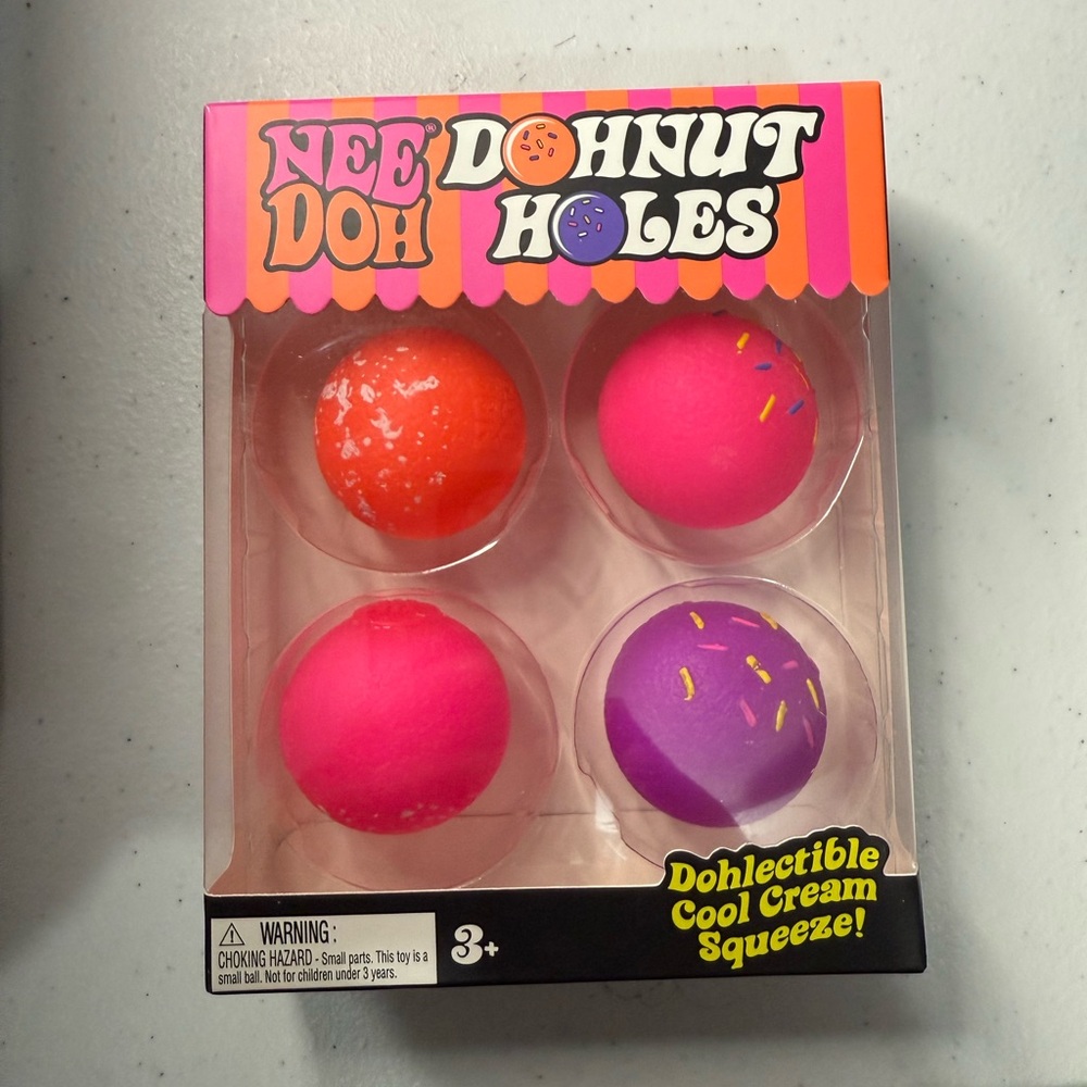 NeeDoh Donut Holes Squeeze Toy Set - Bright Pink, Purple & Orange